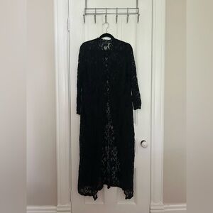 Elegant Black Lace Duster Cardigan